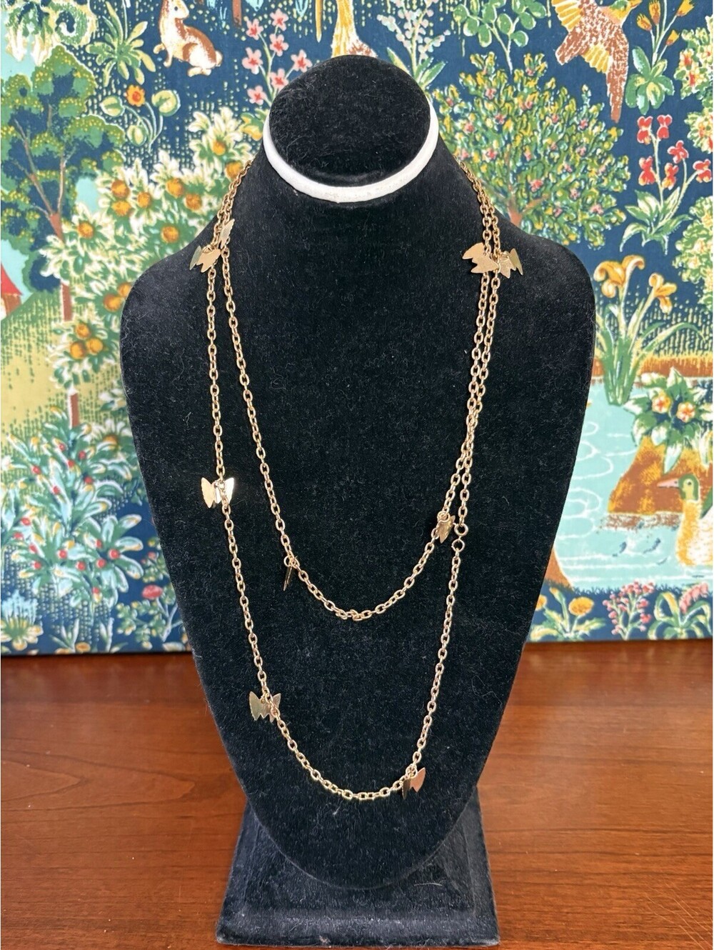 VTG Sarah Coventry Gold Tone Cable Chain Butterfly 36 in Chain-1970's
